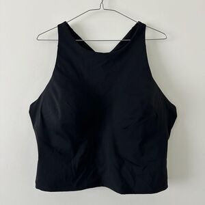 Spanx Get Moving Longline Sports Bra Crop Top Tank High Neck Solid Black Plus 2X